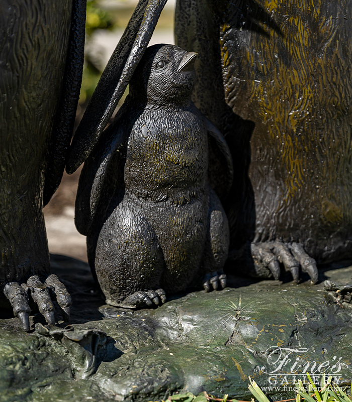 Bronze Fountains  - Penguin Family Bronze Fountain - BF-559